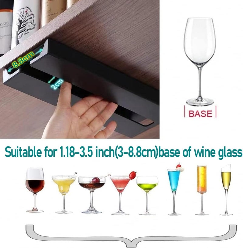 runruii Wine Glass Holder Under Shelf Cabinet Wine Glass Rack Plastic Stemware Rack Glassware Drying Storage Hanger for Kitchen,Bar and Restaurant (Black-2Pack) - Image 2